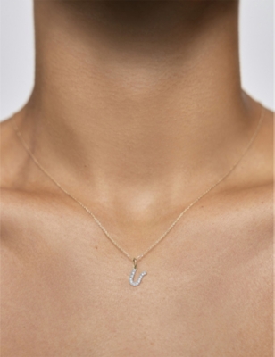 Monica Vinader Gold Diamond Initial U Pendant Lab Grown Diamond In Yellow Gold