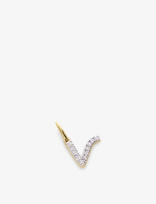 MONICA VINADER: V Letter 14ct Yellow-Gold And Lab-Grown Diamond Charm