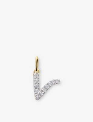 MONICA VINADER: V Letter 14ct Yellow-Gold And Lab-Grown Diamond Charm