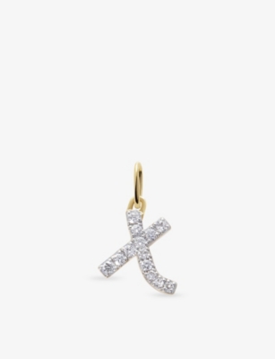 Monica Vinader Womens Yellow Gold X Letter 14ct Yellow-gold And Lab-grown Diamond Charm
