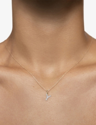 MONICA VINADER: Y Letter 14ct Yellow-Gold And Lab-Grown Diamond Charm