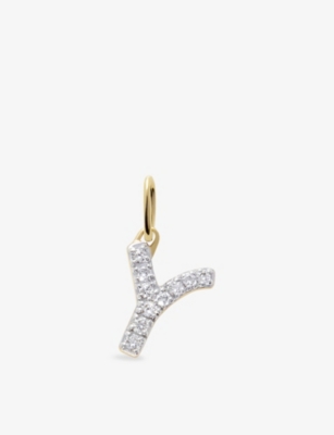 Monica Vinader Womens Yellow Gold Y Letter 14ct Yellow-gold And Lab-grown Diamond Charm