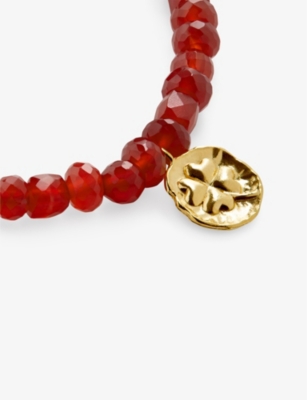 Monica Vinader Womens Lucky 18ct Yellow Gold-plated Vermeil Sterling-silver And Gemstone Beaded Bracelet In Yellow Gold