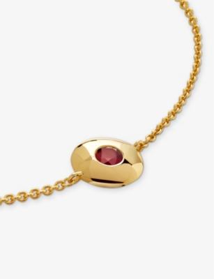 Monica Vinader Womens  January Birthstone 18ct Gold Vermeil-plated Sterling Silver And Garnet Bracele In Yellow Gold