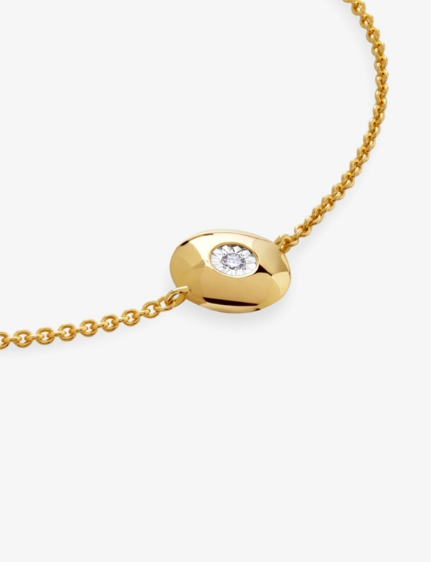 April Birthstone 18ct yellow gold-plated vermeil sterling-silver and 0.015ct brilliant-cut lab grown diamond bracelet