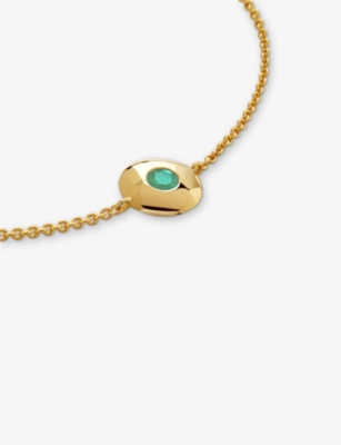 Monica Vinader Womens  May Birthstone 18ct Gold Vermeil-plated Sterling Silver And Emerald Bracelet In Yellow Gold