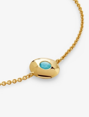 Monica Vinader Womens  December Birthstone 18ct Gold Vermeil-plated Sterling Silver And Turquoise Bra In Yellow Gold