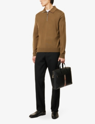 PAUL SMITH: Half-zip knitted wool polo shirt