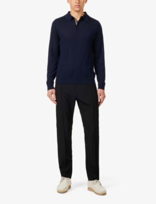 PAUL SMITH: Logo-embroidered long-sleeve merino-wool polo jumper