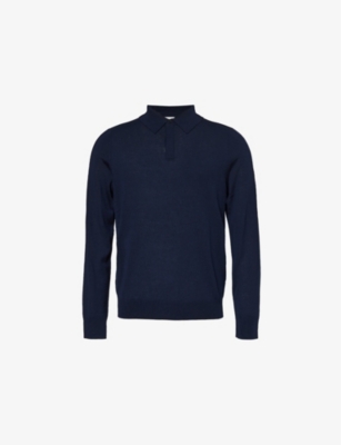 PAUL SMITH: Logo-embroidered long-sleeve merino-wool polo jumper