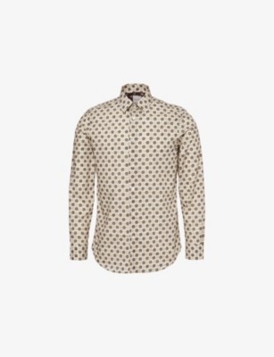 PAUL SMITH: Flower-print long-sleeves regular-fit cotton shirt