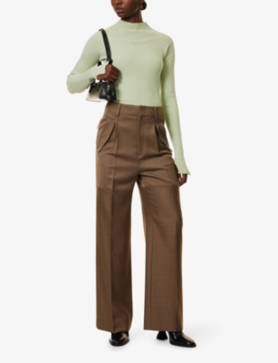 VICTORIA BECKHAM: Ribbed high-neck cotton-blend stretch-knit jumper