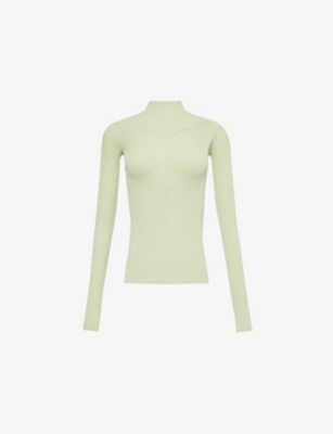 Ribbed high-neck cotton-blend stretch-knit jumper