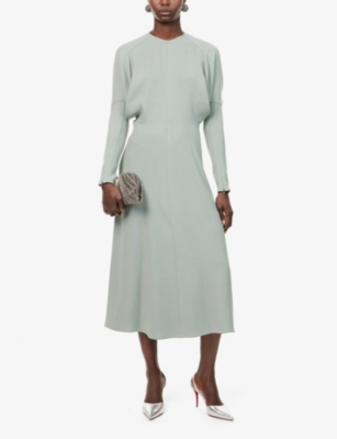 Dolman long-sleeve woven midi dress