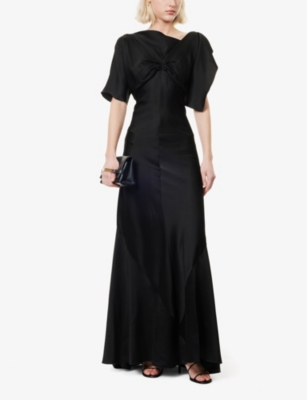 VICTORIA BECKHAM WOMENS BLACK ASYMMETRIC RUCHED-FRONT SATIN GOWN