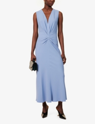 VICTORIA BECKHAM: Gathered-waist sleeveless stretch-woven midi dress