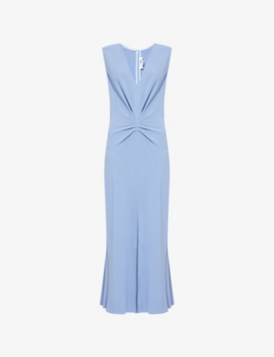 VICTORIA BECKHAM: Gathered-waist sleeveless stretch-woven midi dress