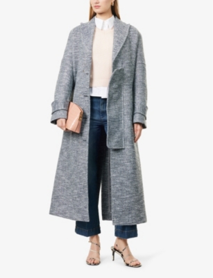 VICTORIA BECKHAM WOMENS ICEBERG BELTED PEAK-LAPELS RELAXED WOVEN-BLEND COAT 
