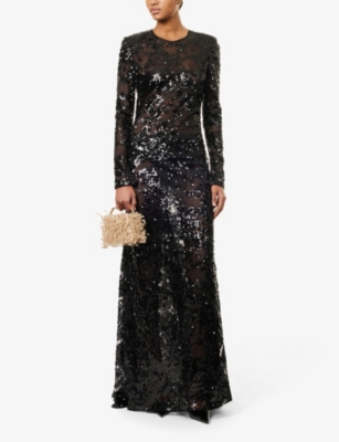 VICTORIA BECKHAM: Sequin backless woven maxi dress
