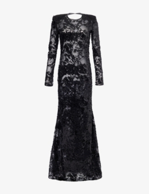 VICTORIA BECKHAM: Sequin backless woven maxi dress