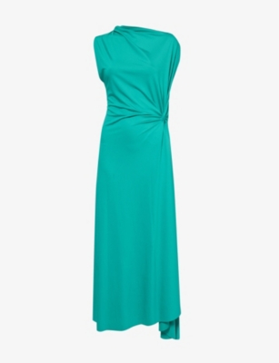 VICTORIA BECKHAM: Drape Front assymmetric stretch-jersey maxi dress