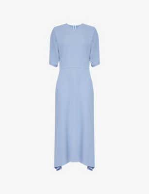 VICTORIA BECKHAM: Flared short-sleeves stretch-woven blend midi dress