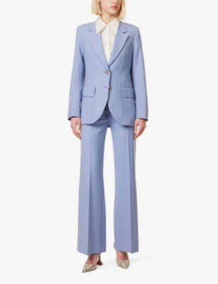 Shop Victoria Beckham Womens Bluebell Regular-fit Notch-lapel Woven Blazer