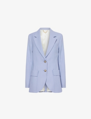 Shop Victoria Beckham Womens Bluebell Regular-fit Notch-lapel Woven Blazer