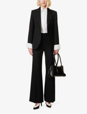 VICTORIA BECKHAM: Single-breasted patch-pockets relaxed-fit woven-blend blazer