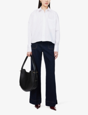 VICTORIA BECKHAM: Cropped patch-pocket organic-cotton shirt