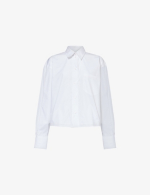 VICTORIA BECKHAM: Cropped patch-pocket organic-cotton shirt