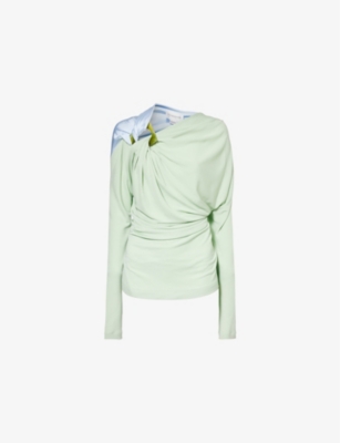 VICTORIA BECKHAM: Draped two-toned jersey top