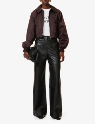 VICTORIA BECKHAM WOMENS EBONY HARRINGTON BOMBER STORM-FLAP FAILLE JACKET 