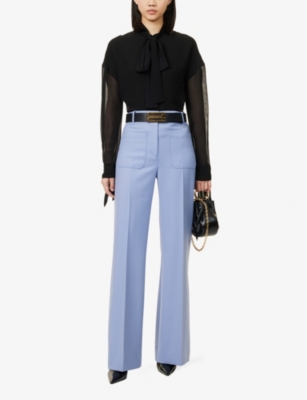 VICTORIA BECKHAM: Alina high-rise wide-leg stretch-twill trousers