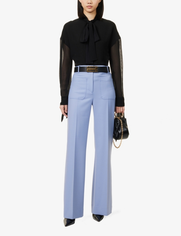 Alina high-rise wide-leg stretch-twill trousers