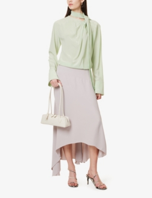 VICTORIA BECKHAM: Spiral-Seam Asymmetric Woven Midi Skirt