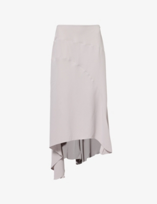 VICTORIA BECKHAM: Spiral-Seam Asymmetric Woven Midi Skirt