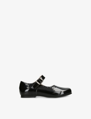 PAPOUELLI: Millie Buckle-Strap Patent-Leather Mary-Jane Shoes