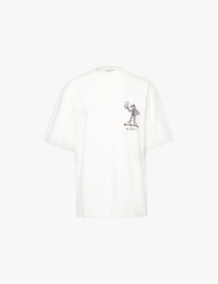 Holzweiler Womens  X Caviar Kaspia X Bjarne Melgaard Graphic Embroidery Organic-cotton Jersey T-shirt In White
