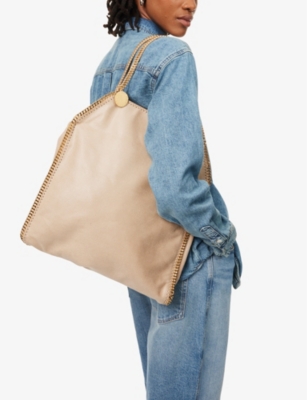 STELLA MCCARTNEY WOMENS BUTTER/CREAM FALABELLA WOVEN TOTE BAG 