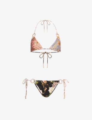 Zimmermann Printed Bikini Set With Adjustable Straps In Spliced