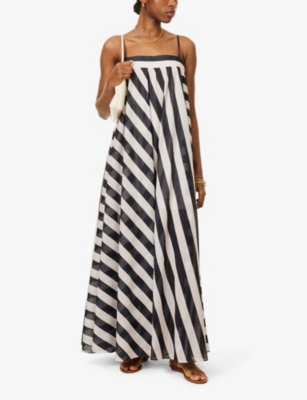 ZIMMERMANN WOMENS BLACK/CREAM STRIPE MAXINE STRIPE-PRINT COTTON MAXI DRESS 