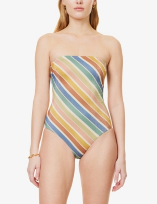 ZIMMERMANN: Everley metallic-stripe swimsuit