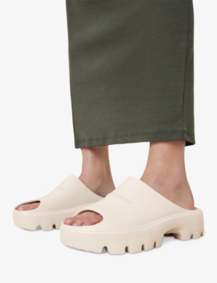 ALLSAINTS WOMENS CHALK WHITE ECLIPSE EMBOSSED-BRANDING CHUNKY SLIDERS EUR 41 / 8 UK 