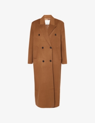 The Frankie Shop Gaia Double-breasted Wool-blend Coat In Camel