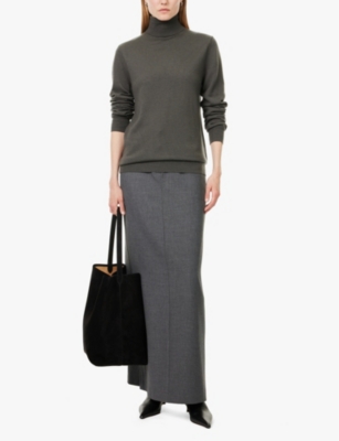 The Frankie Shop Frankie Shop Womens Grey Malvo Split-hem Wool-blend Maxi Skirt In Charcoal