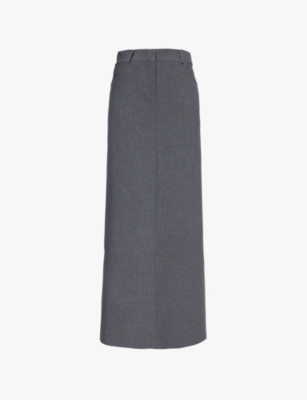 The Frankie Shop Frankie Shop Womens Grey Malvo Split-hem Wool-blend Maxi Skirt In Charcoal