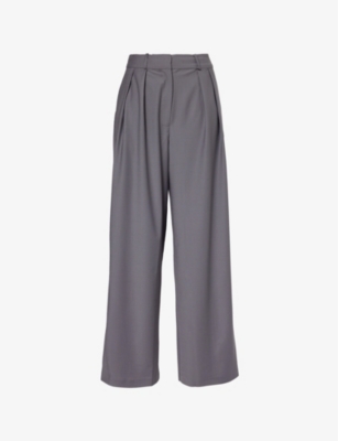 The Frankie Shop Womens Grey Ripley Pleated Wide-leg Wool-blend Trousers In Grey