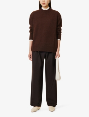 The Frankie Shop Rafaela Oversized Merino Wool And Cashmere-blend Sweater In Brown