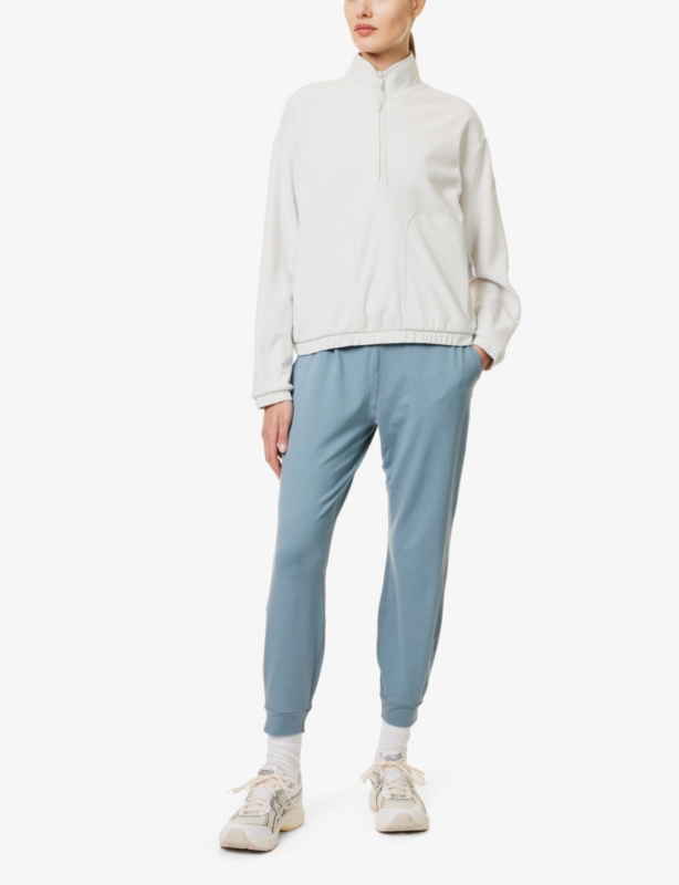 Aspen half-zip funnel-neck woven jumper